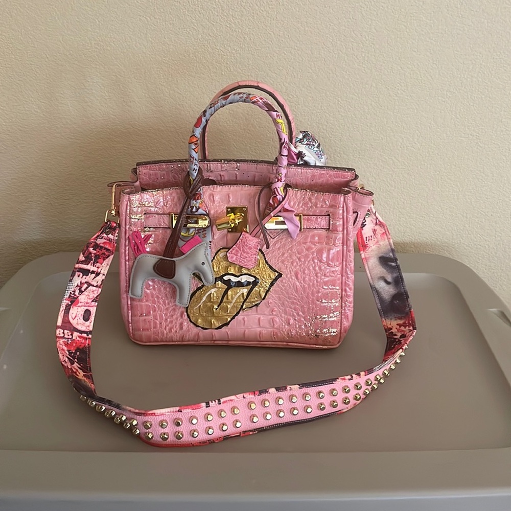 Anca Barbu Pink Croc Bag
